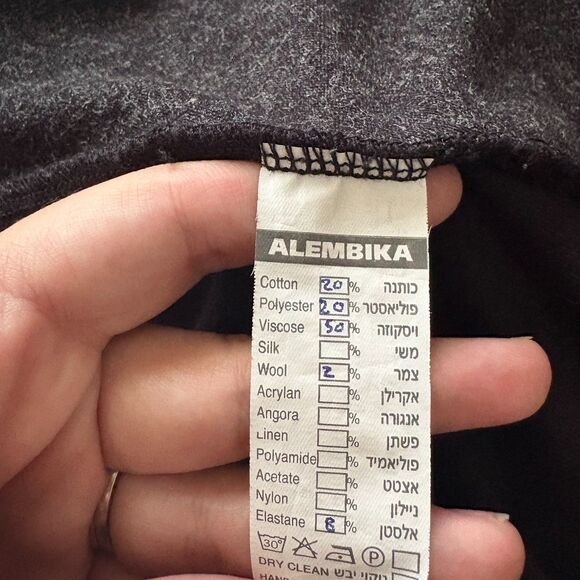 Alembika Mixed Media Long Sleeve Tunic Top Black Gray Polka Dot Size 2 (US 8–10) - Picture 4 of 4